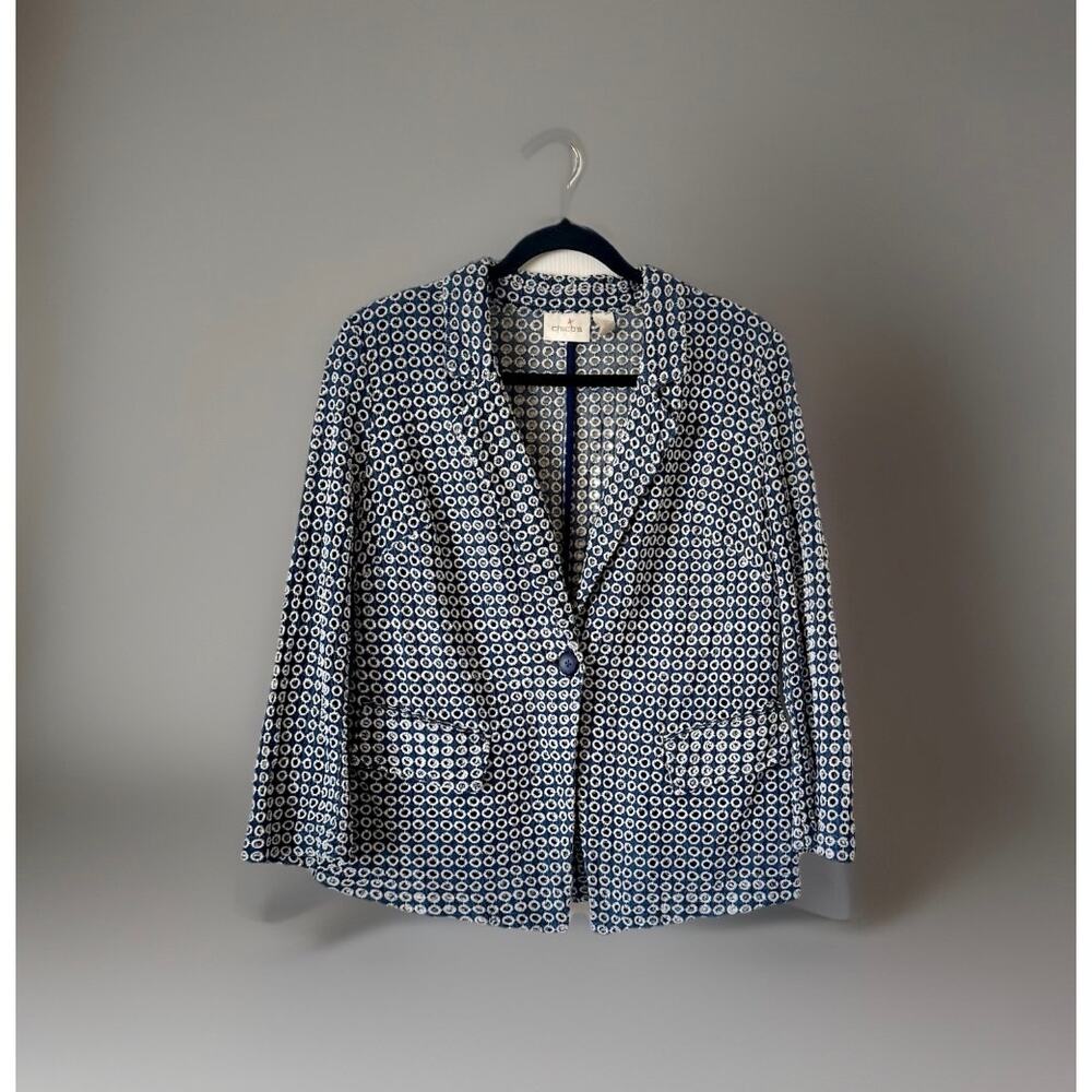 Chico’s Eyelet Blazer Jacket – Size 0 – Blue & White Lightweight Jacket